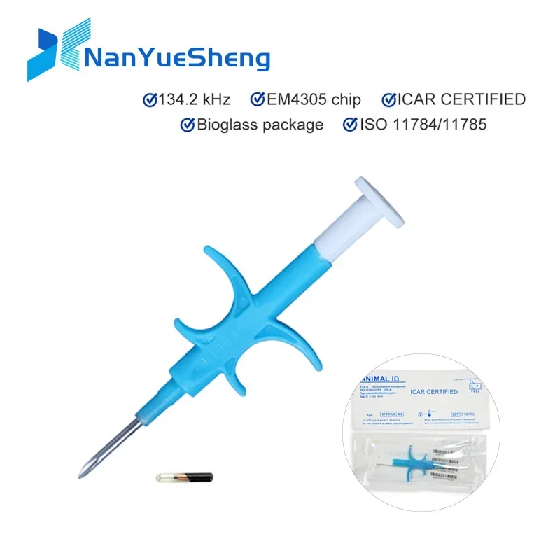 100pcs Animal ID Chip EM4305 Microchip 134.2KHz ISO11784/785 FDX-B Pet ID Tag Animal Microchip Syringe International Standard