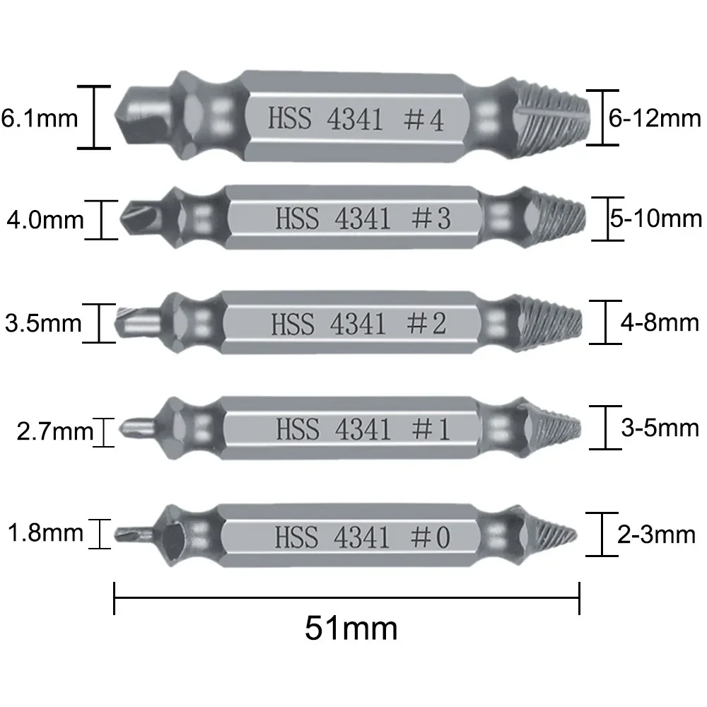 6 PCS Damaged Screw Extractor Drill Bit Set Stripped Broken Screw Bolt Remover Extractor Easily Take Out Demolition Tools