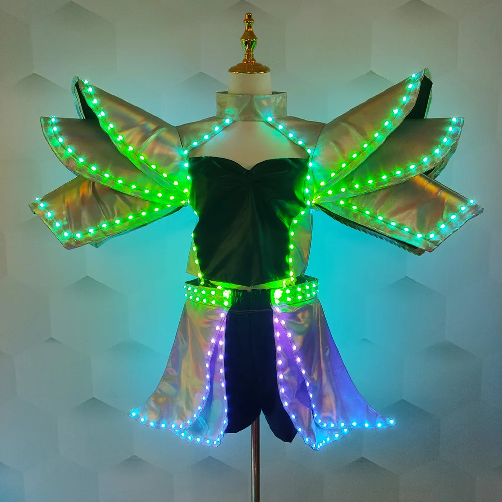 

LED Ladies glow-in-the-dark set Sexy tutu DJ stage runway costume Dance costume Halloween Wedding party lighting props