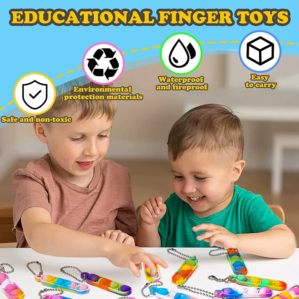 30 Stück Mini Pop Schlüsselanhänger Zappelspielzeug Push Pop Bulk Schlüsselanhänger Partygeschenke für Kinder Pop Bubble Toys Pack Jungen Mädchen Erwachsene – Detail 8