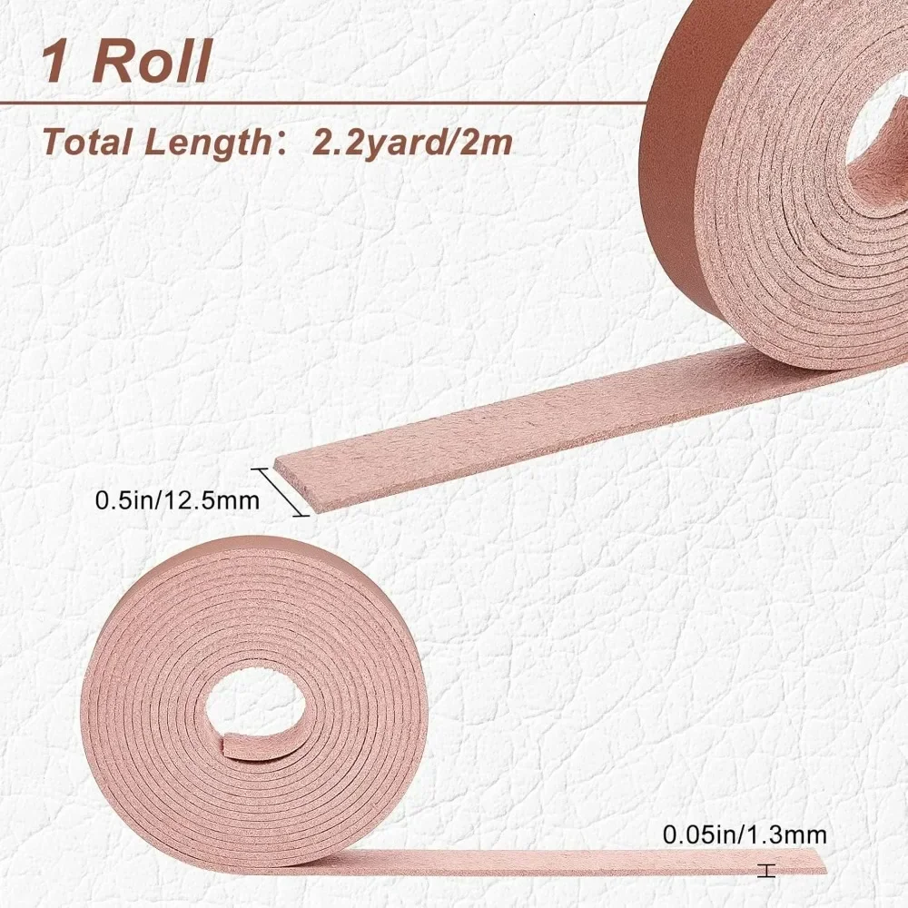 Brown Genuine Leather Strap Strip 1/2 Inch Wide 79 Inch Long Leather Belt Strips Wrap Single Sided Flat Cord for DIY Crafts