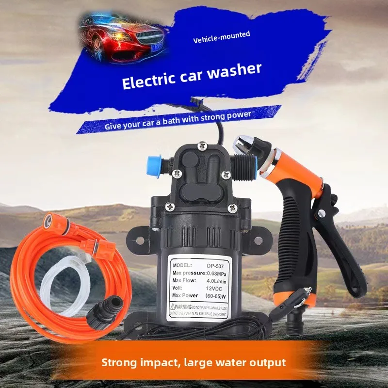 12V Portable Car Washer Kit, High Pressure Car Wash Water Gun with Self Priming Diaphragm Pump, 3m Cigarette Lighter Cable