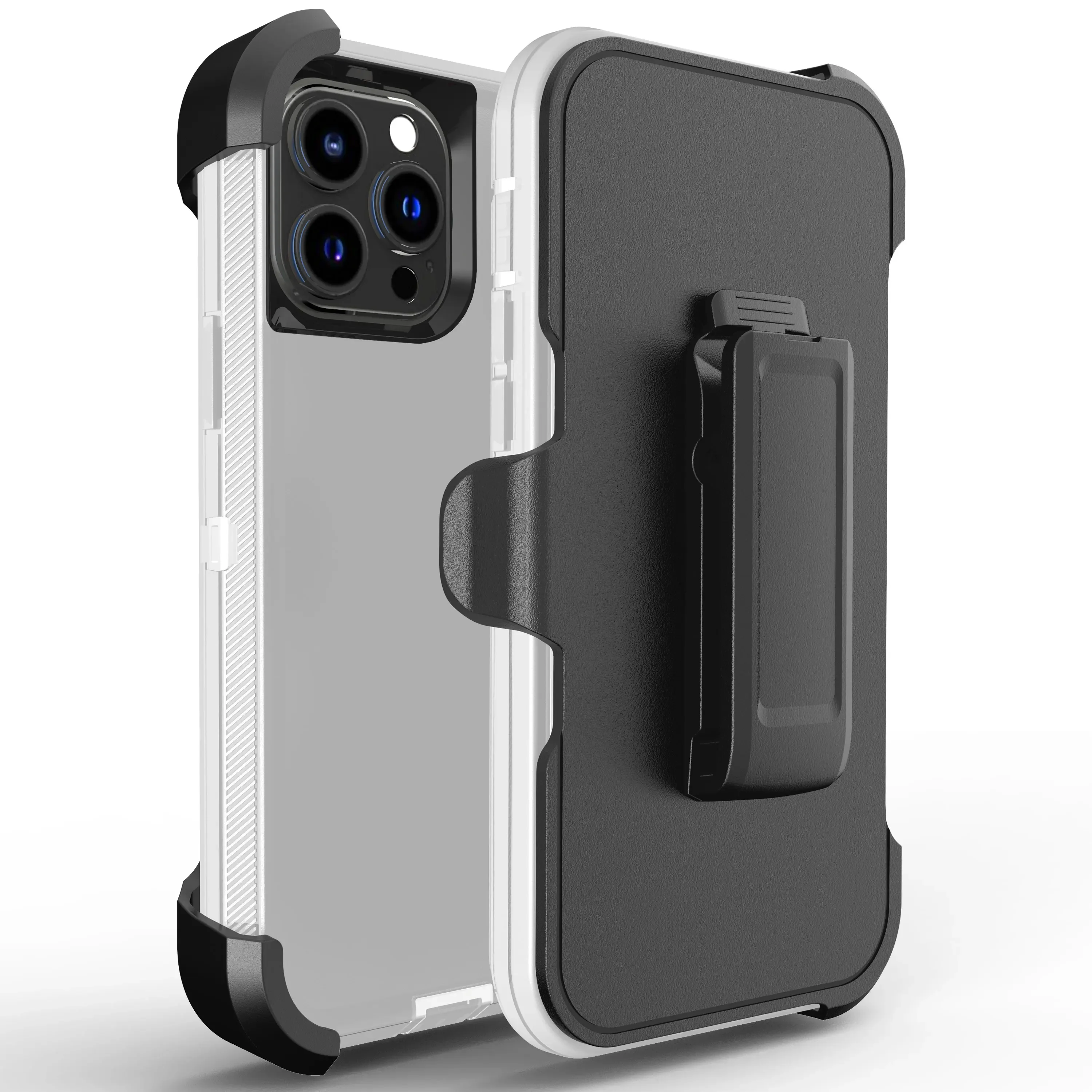 3-in-1 Robuste Panzer-Schutzhülle Stoßfest für iPhone 17 16 Air 14 13 12 11 15 Pro MAX SE 6 7 8 PLUS mit Gürtelclip und Box-Cover – Detail 7