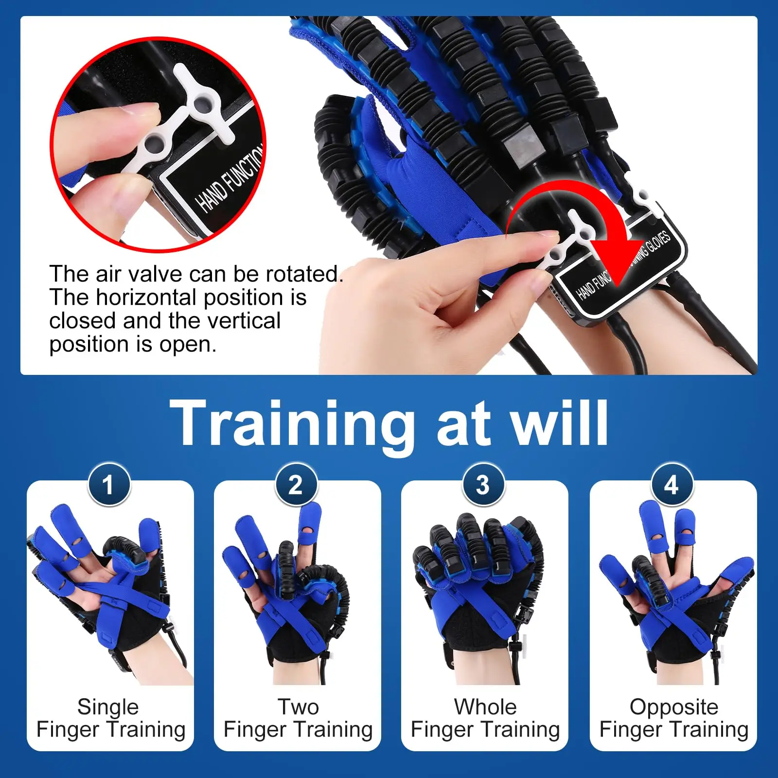 Rehabilitation Robot Gloves Upgrade Hemiplegia Hand Stroke Recovery Equipment with USB Chargeable and Strength Adjustment