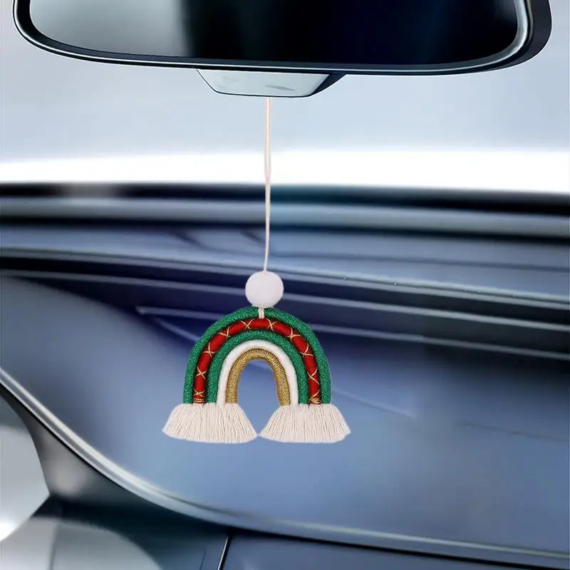 Boho Regenboog Auto Charme Kwastje Regenboog Auto Charme Zachte Auto Ornament Kleurrijk Feestelijk Decor Voor Thuis Kerstboom Rugzak