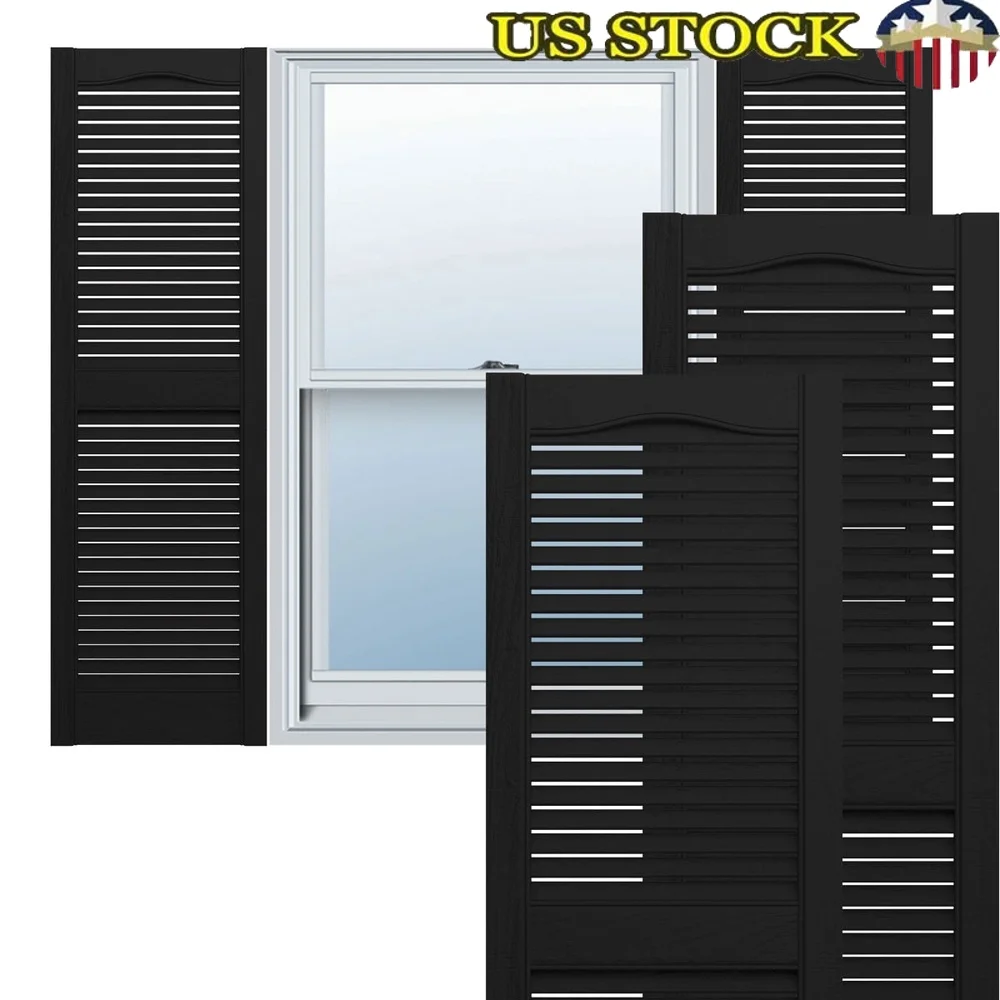 

Lifetime Vinyl Cathedral Top Louvered Shutters Pair Waterproof Easy Install Color-Matching Hardware Durable Exterior Window
