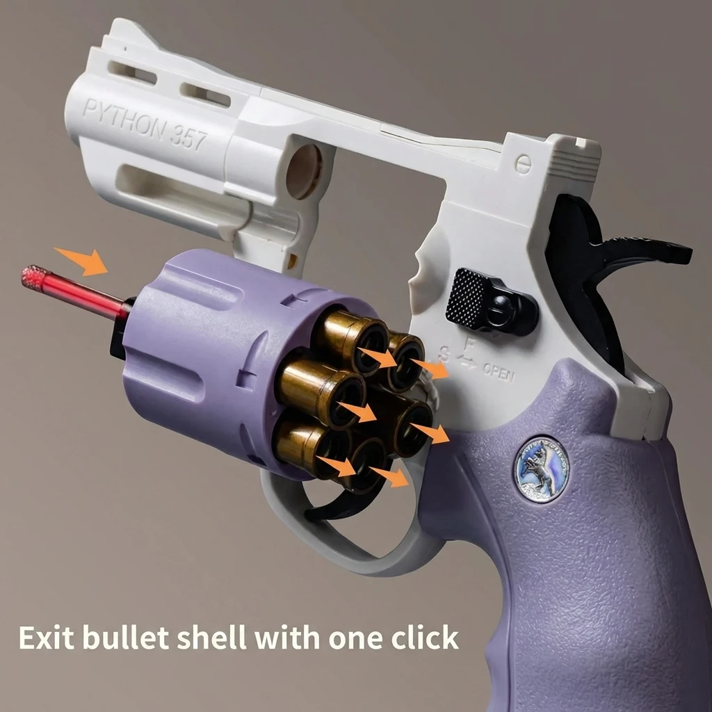 Soft Bullet Toy Gun ZP5 357 Revolver Automatic Mechanical Continuous Shooting Launcher CS Children Toy 19/23/28cm - view 3