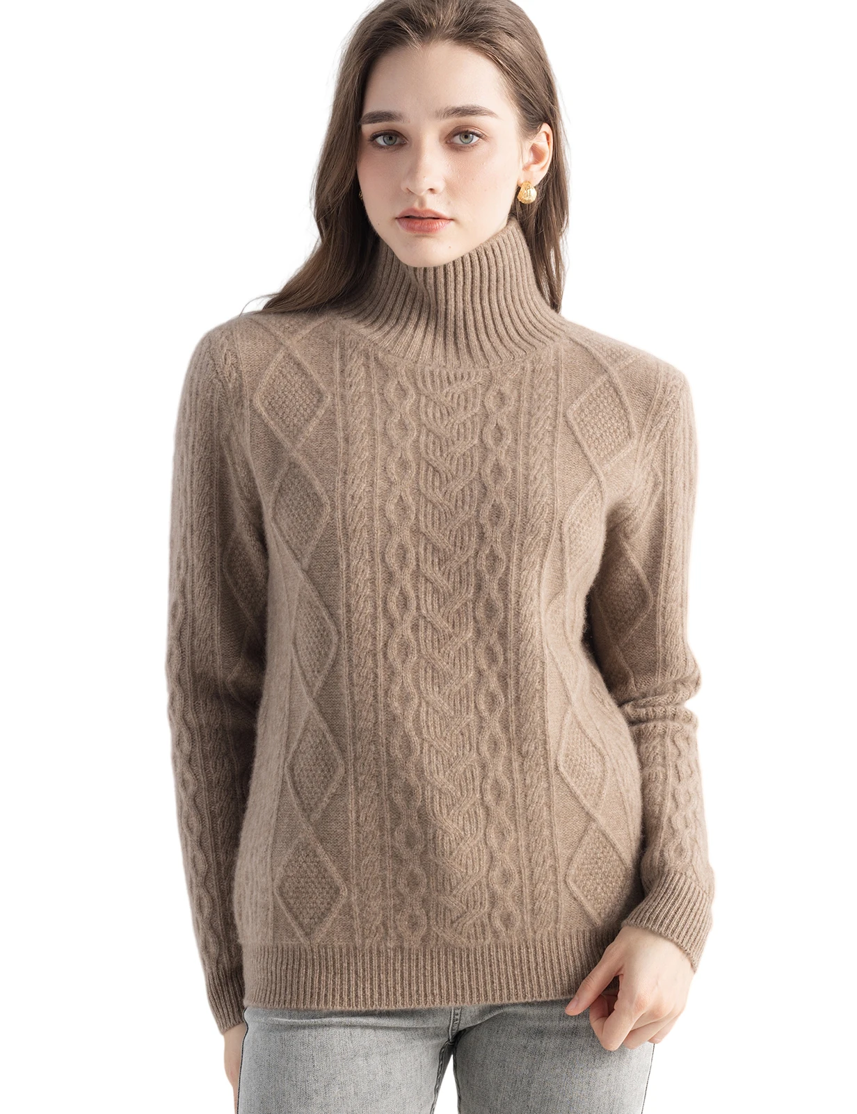 

Turtleneck Women's Sweater 100% Cashmere Sweater Fall Winter Long Sleeve Warm Soft Pullover New Knit Tops Fashion Women Clothing