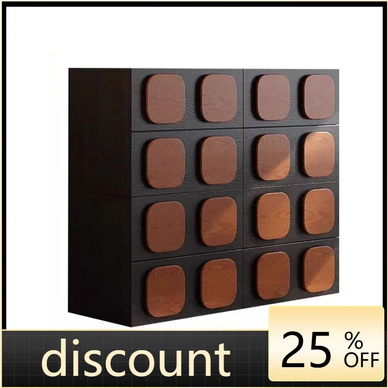 LMM antique color matching combination card door cabinet solid wood chest cabinet living room bedroom storage cabinet