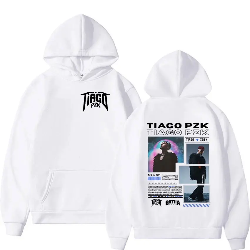 TIAGO PZK Tour 2024 Graphic Hoodie Men's Hip Hop Album Rap Clothing Pullover Sweatshirt Unisex Retro Oversized Hooded Streetwear