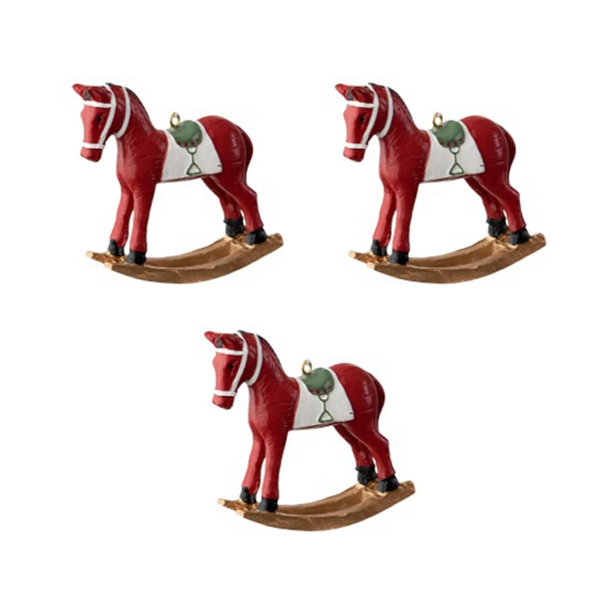 New Three-Dimensional Rocking Horse Small Pendant Tree Decoration Pendant Retro Decoration Red