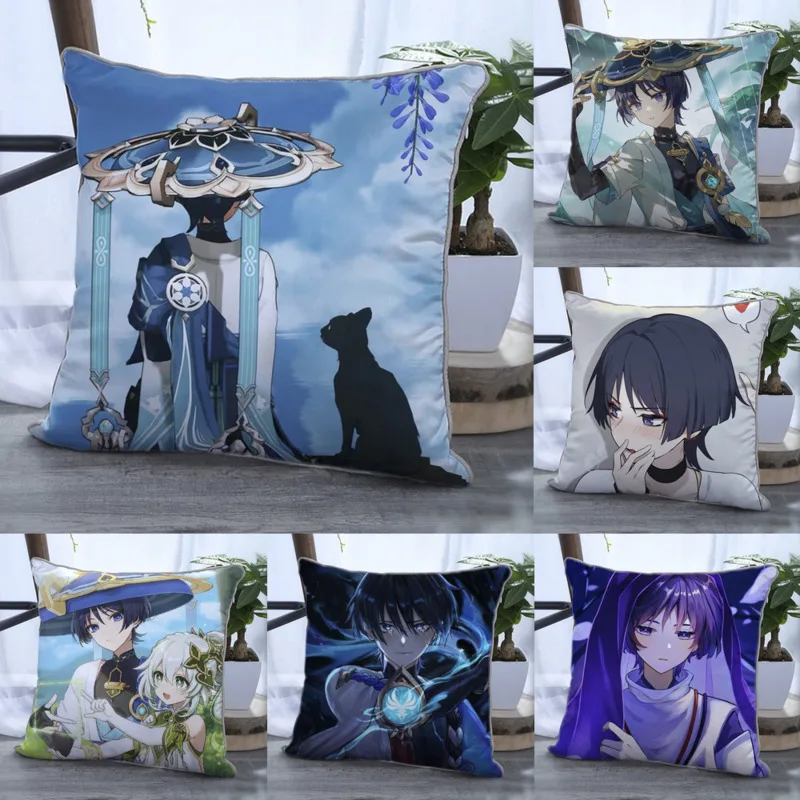 Popular Animation Game Genshins Impacts Wanderer Balladeer Pillow Creativity Cool Cotton Home Sofa Bedroom Cushion Decoration