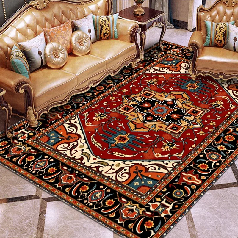 VIKAMA Boho Moroccan Luxury Crystal Low Pile Carpets for Living Room Sofa Area Rug Bedroom Doormat Home Floor Non-slip Mat