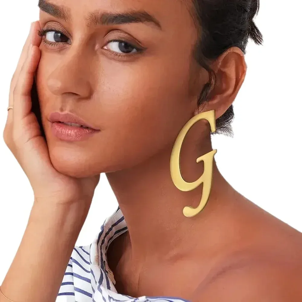 

Серьги с большими буквами для женщин, обручи из нержавеющей стали на заказ, ювелирные изделия в стиле панк, подарок для девушки