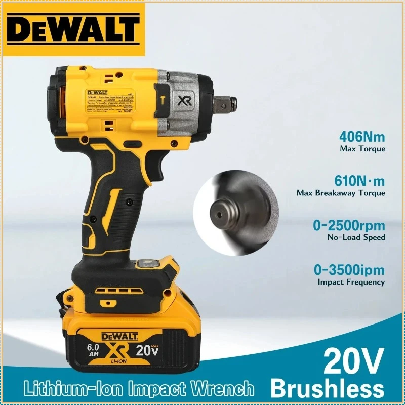 

Бесщеточная ударная электрическая дрель Dewalt 1/2 дюйма, многофункциональный аккумуляторный шуруповерт, перезаряжаемые электроинструменты для аккумулятора 18В