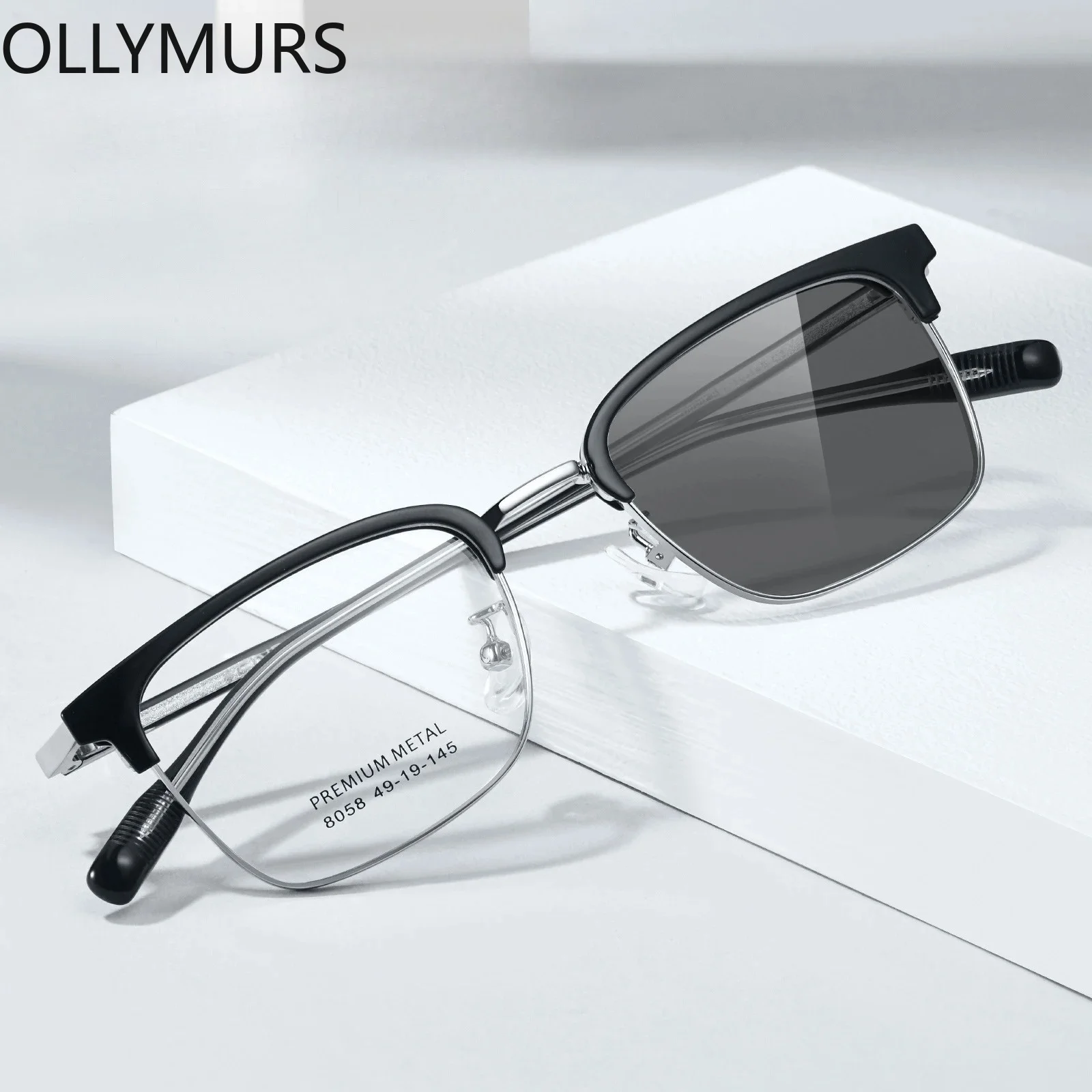

OLLYMURS New FashionGeometric Anti-blue Light Glasses Can Be Customized Prescription 8058 Small Frame Design Men's Photochromic