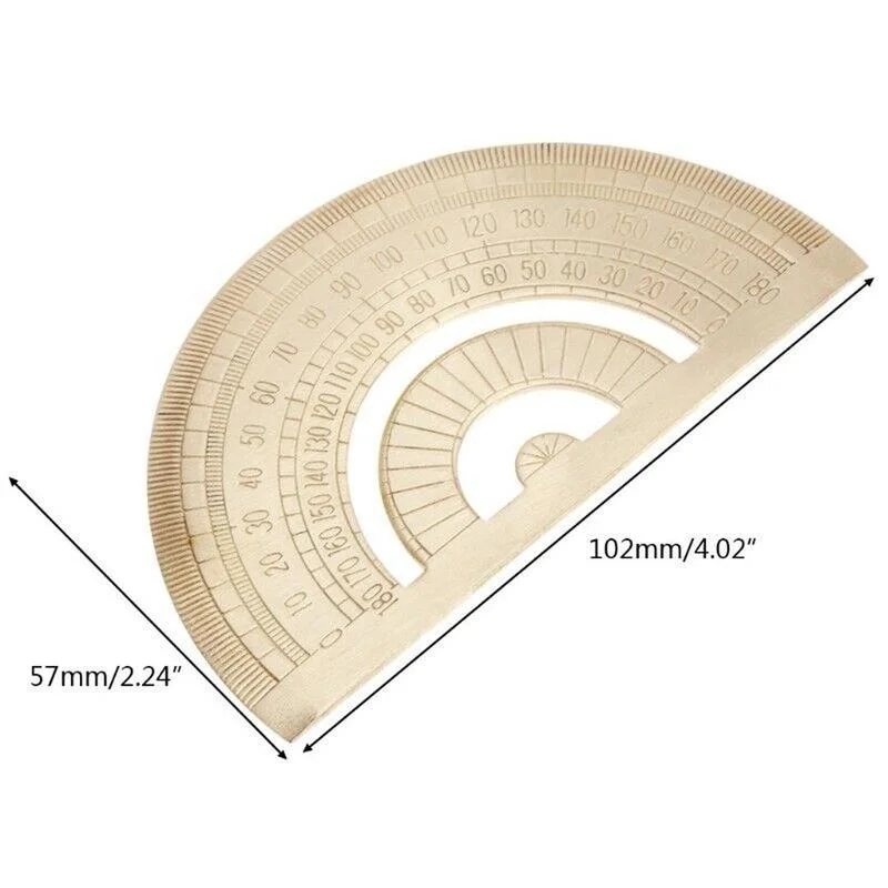 구리 직선자 황동 삼각자 골든 레트로 반원형 각도기 드로잉 웨이브 자 학생용