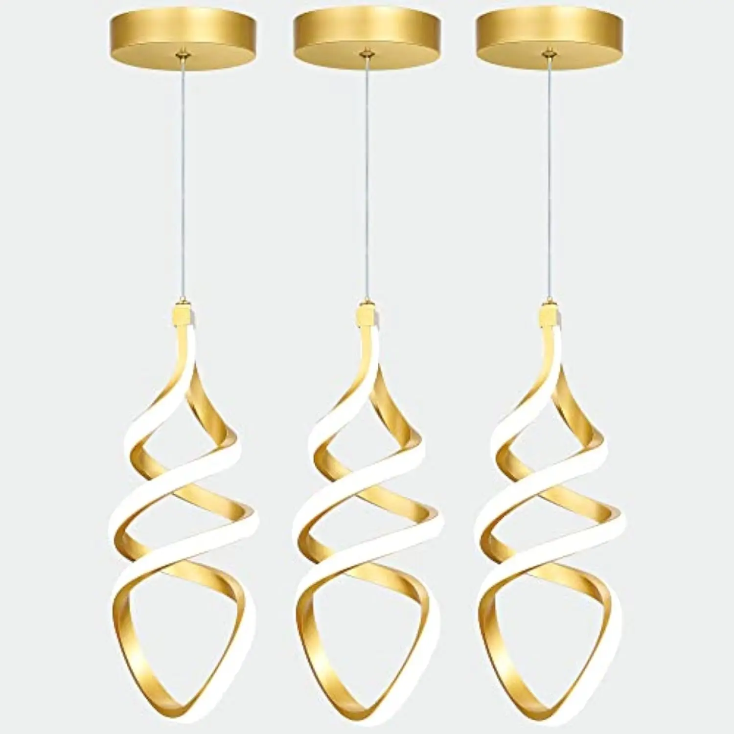 

Pendant Lights,3 Pack Brushed Gold Pendant Lighting for Kitchen Island, Led Pendant Lights 3 Color Temperature, Modern Pendant Li
