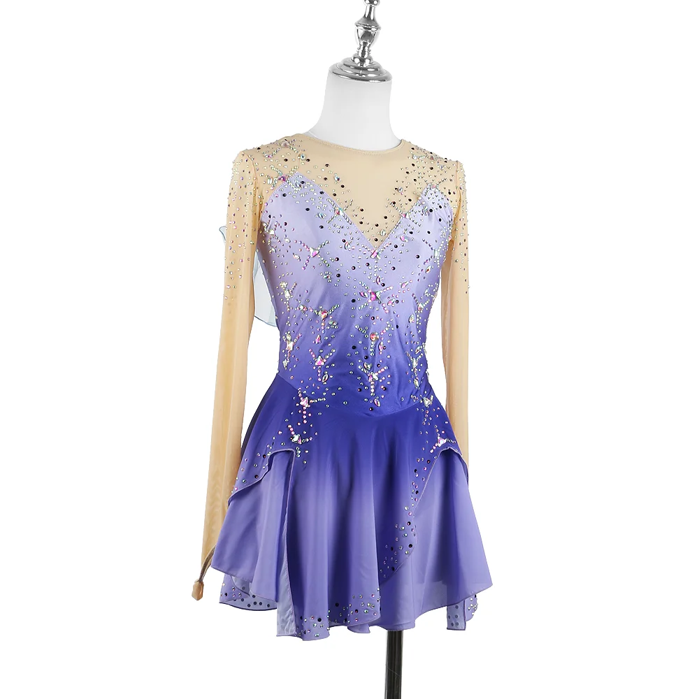 Zagitova Figure Skating Dress For Women Girls Ice Skating Skirt Performance Competition Gradient Purple