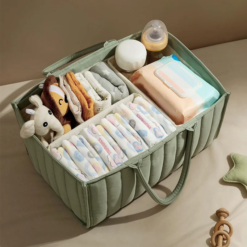 Portable Baby Diaper Organizer Bag Folding High Capacity Diaper Caddies & Stackers Travel-Friendly Baby Essentials Storage Bag