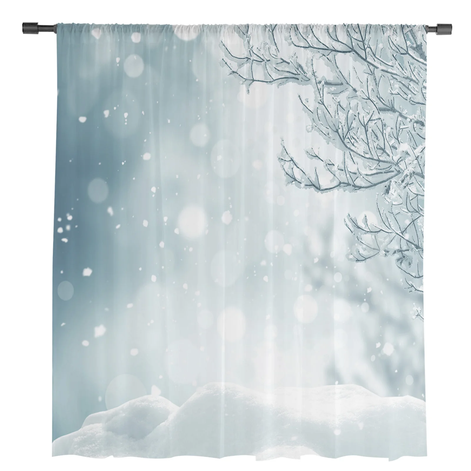 Imagem -03 - Inverno Dia Nevado Ramos Chiffon Sheer Cortinas para Sala de Estar Quarto Casa Decoração Janela Voile Tule Cortina