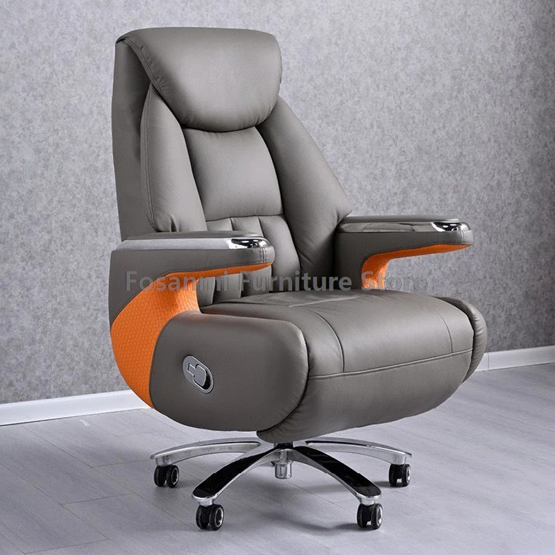 Ergonomic Office Chair With Lumbar Support Back Adjustable Soft Comfortable Leather Game Chair With Swivel Seat Computer Chair 