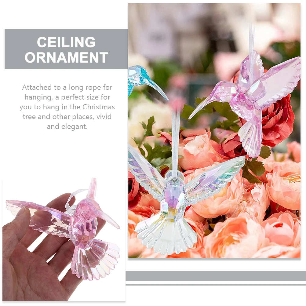 

3 Pcs Fantasy Acrylic Bird Pendant Transparent Purple Hummingbird Clear Ornaments Charm Lovers' Home Decor Hanging Decoration