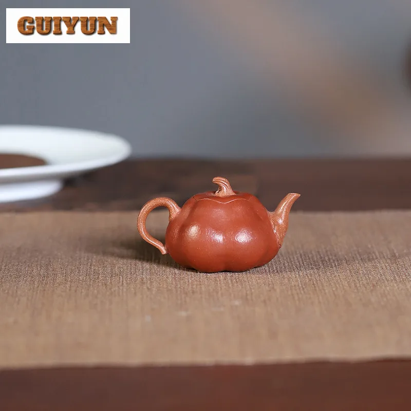 50ml Yixing Purple Clay Teapots Handmade Pumpkin Pot Raw Ore Section Mud Starch Tea Soaking Kettle With Strainer Zisha Tea Set