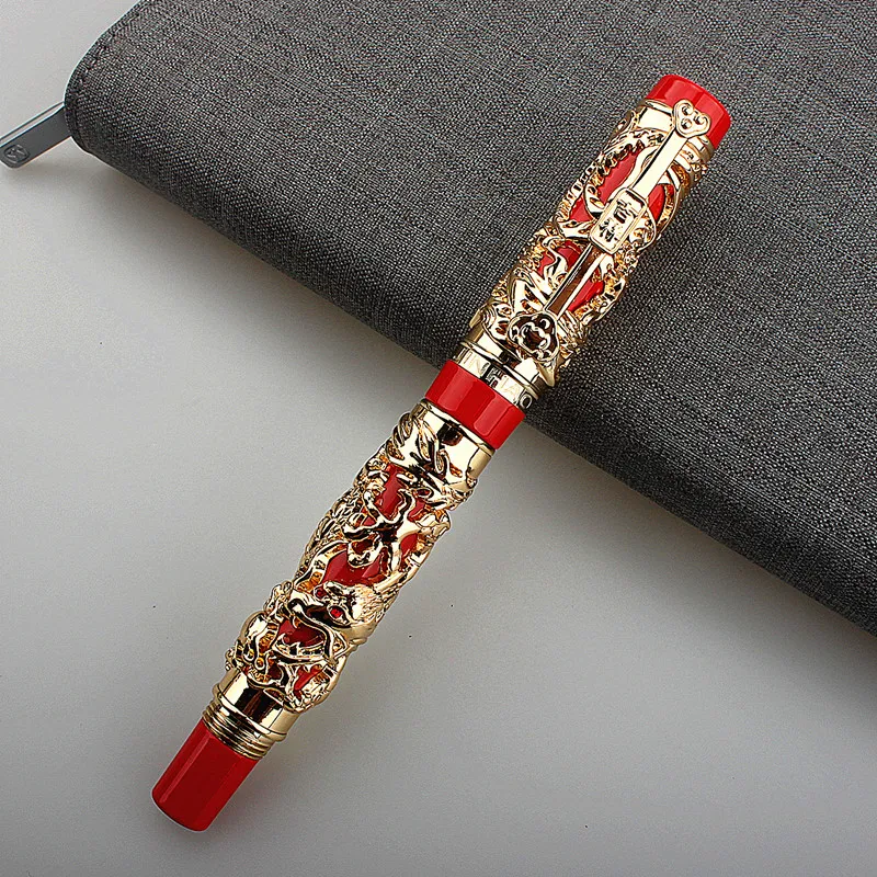 Luxury Jinhao Metal Vintage FOUNTAIN PEN Dragon Phoenix INK PEN Cap Fine Point 0.5mm calligraphy Office writing Pen