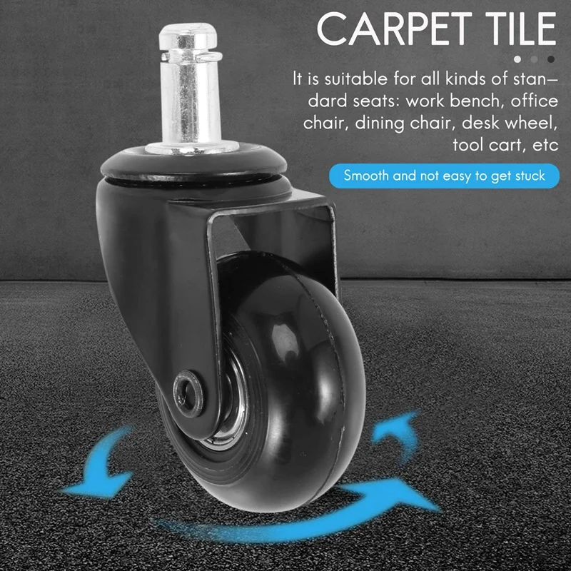 5 Pcs Replacement Chair Caster Wheels 2 Inch, Heavy Duty Wheels With Plug-In Stem 7/16 X 7/8 Inch,Quiet & Smooth Rolling