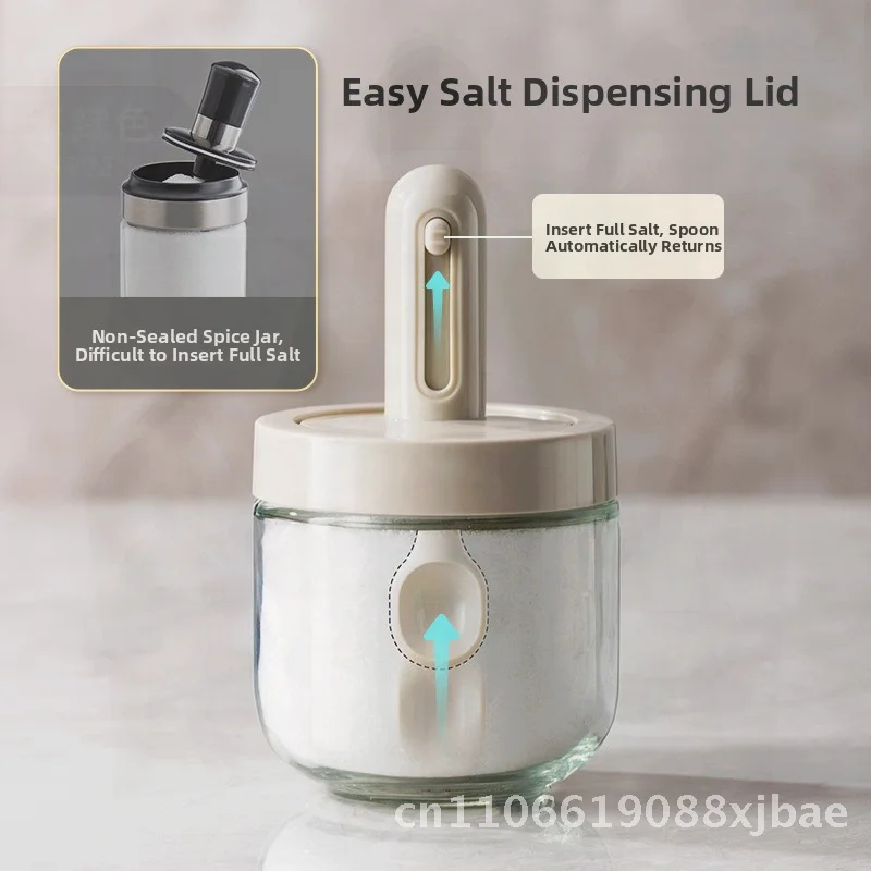 

Telescopic Seasoning Bottle Self-Designed Kitchen Storage Box with Spoon Leak-Proof Glass Jar for Salt And Monosodium Glutamate
