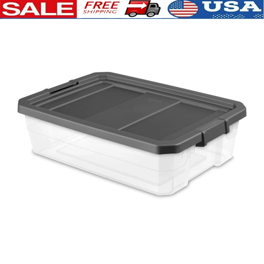 

24 Pack Clear Plastic Storage Bins Durable Stackable Containers with Latching Lids Organizing Closets Garages and Bedrooms