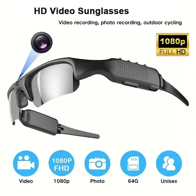 -BOFF نظارات شمسية كاميرا واي فاي نظارات ذكية زاوية واسعة 170 °   كاميرا لركوب الدراجات/القيادة/الخارج