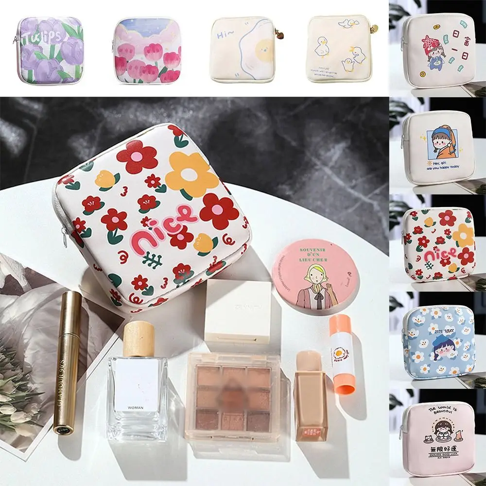 

Multicolor Sanitary Napkins Storage Bag Cartoon Pattern Multipurpose Coin Purse Large Capacity Travel Organizers Mini Bag Girl