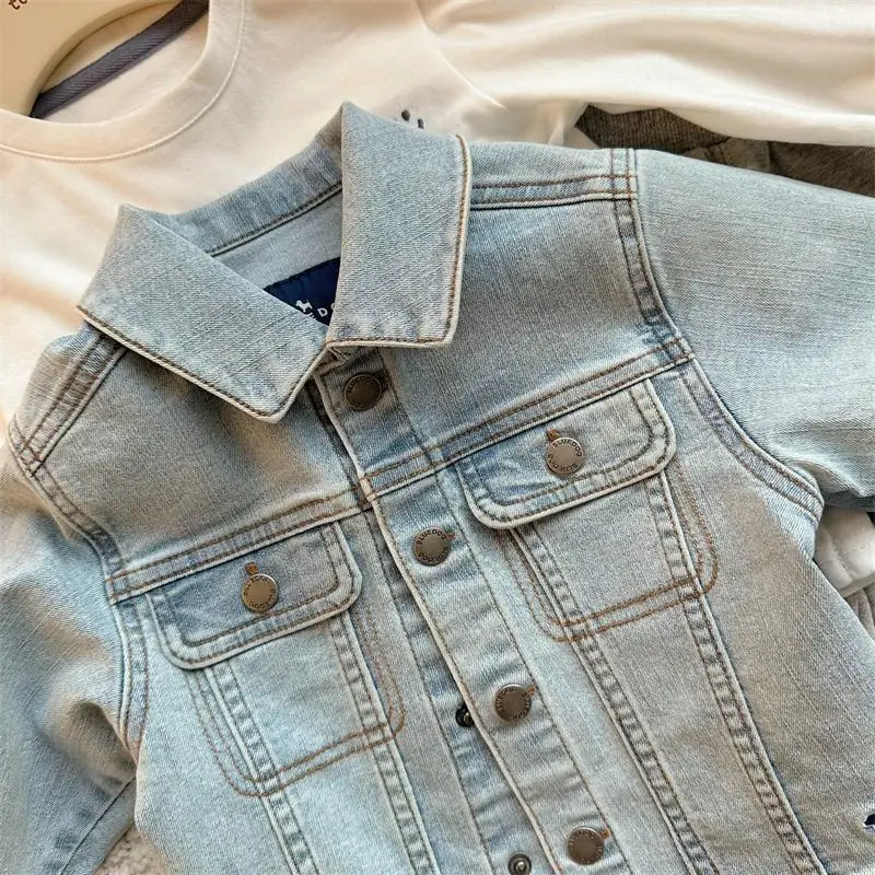 Fashion Baby Girl Boy Jean Shirt Jacket Infant Toddler Kid Denim Blouses Long Sleeve Spring Autumn Outfit Baby Clothes 1-9Y