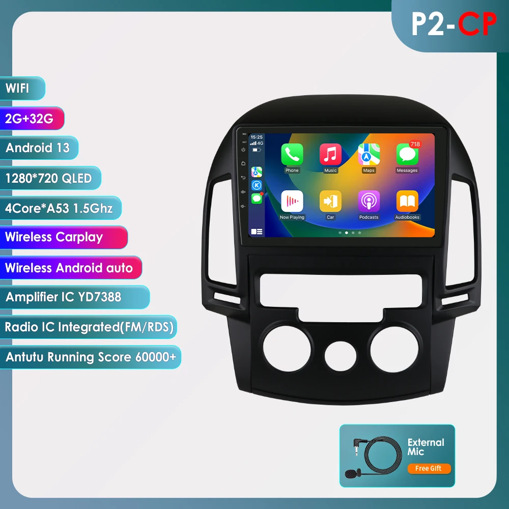 OSSURET AI Android 14 Autoradio Voor Hyundai I30 AT MT 2006-2011 Auto Multimedia GPS Carplay 4G DSP BT 360 Camera Door Snapdragon 6115