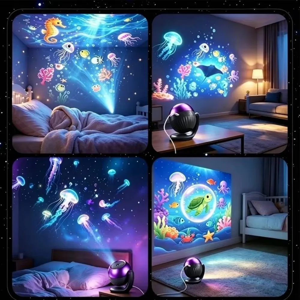 24 Patterns Star Projector Night Light Rotatable Auto Timer Projection Lamp Starry Ocean White Noise Atmosphere Lamp Party Decor