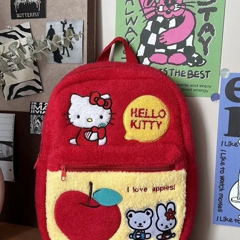 MBTI Cute Hello Kitty Womens Backpack Red Vintage Fashion Original Cartoon New Backpack College Style Harajuku Luxury Female Bag