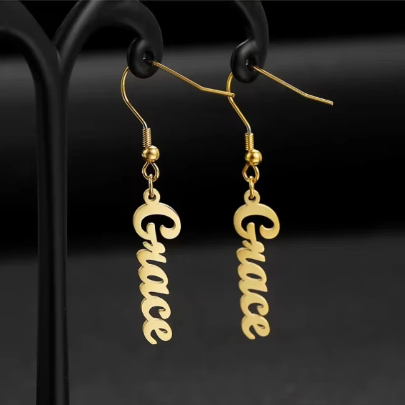 

Custom Name Earrings for Women Stainless Steel Personalize Letters Drop Earrings Charm Party Jewelry Birthday Gift dropshipping