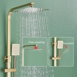 Set gebürstete Badezimmerdusche, Messing Duschhahn, Regendusche, Duschdusche an der Wand, Mixer -Wasserhahnsystem montiert 6 Hauptverkauf Tap Gold Slogado - №3