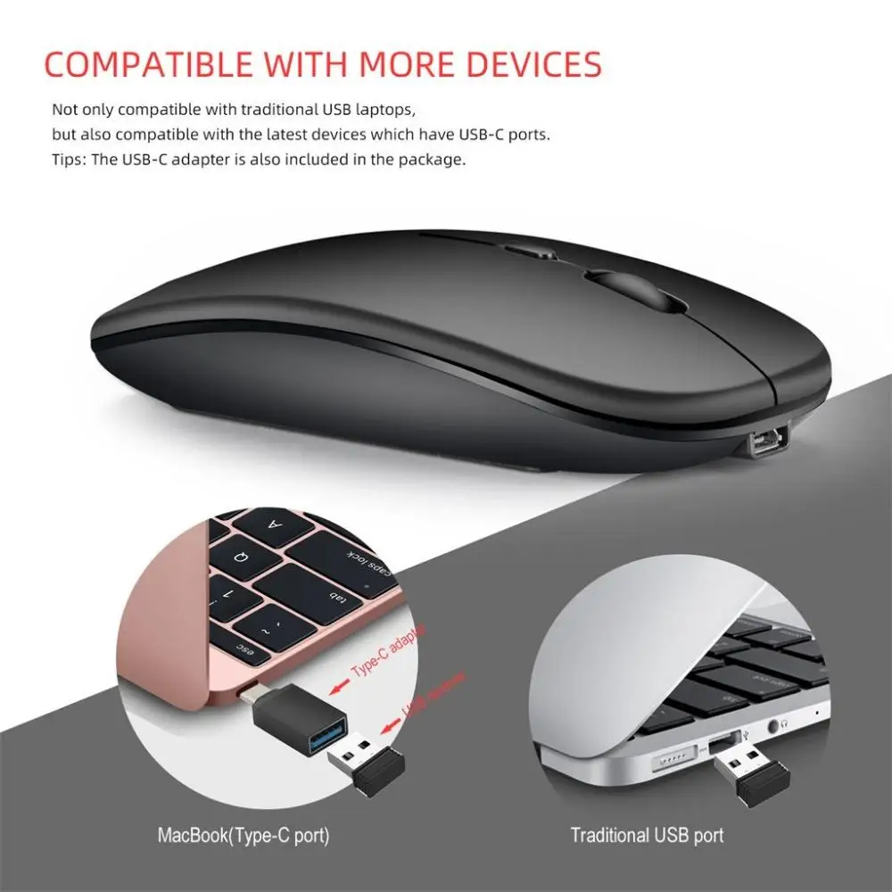 Wireless Touch Mouse Optical USB Receiver Slim Silent Ergonomic Magic Mice For Apple Mac OS Windows Computer Laptop PC