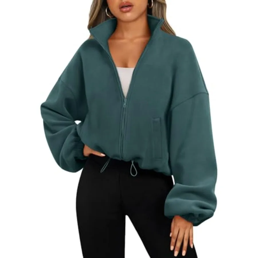 

AUTOMET Womens Fleece Jackets Zip Up Oversized Sweatshirts Winter Clothes Long Sleeve Crop Sherpa Fall Outfits Fashion