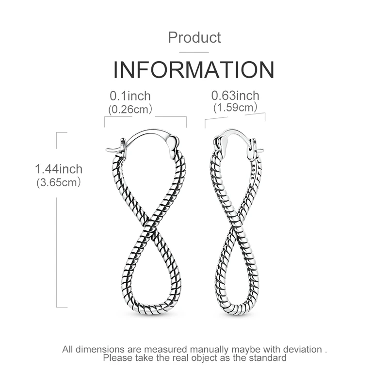 925 فضة أقراط النساء تألق الأفعى لا نهاية لها تويست انخفاض القرط لهدايا مجوهرات الزفاف الذكرى