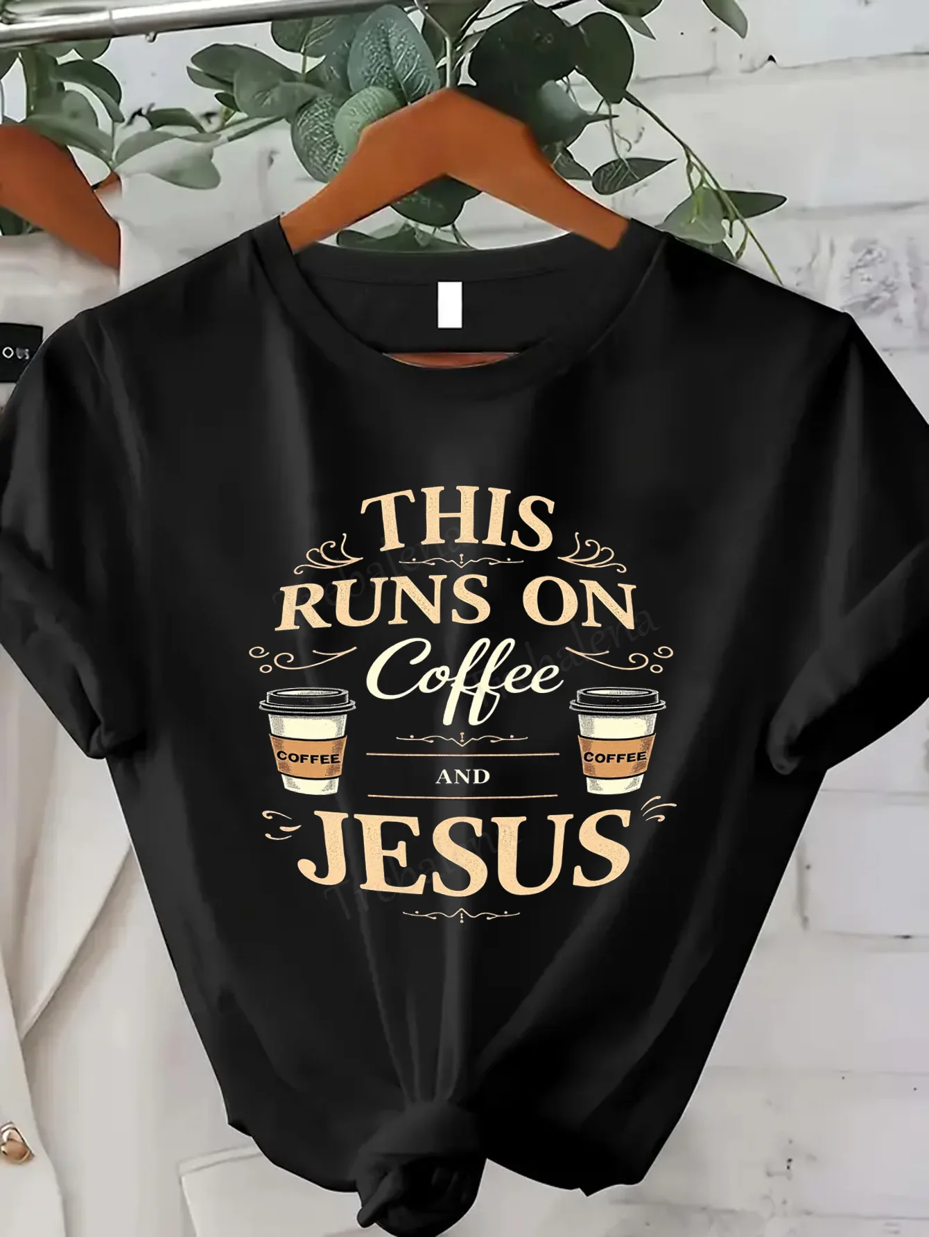 

Women T-shirt Coffee & Jesus T-Shirt for Women - Casual Faith Style