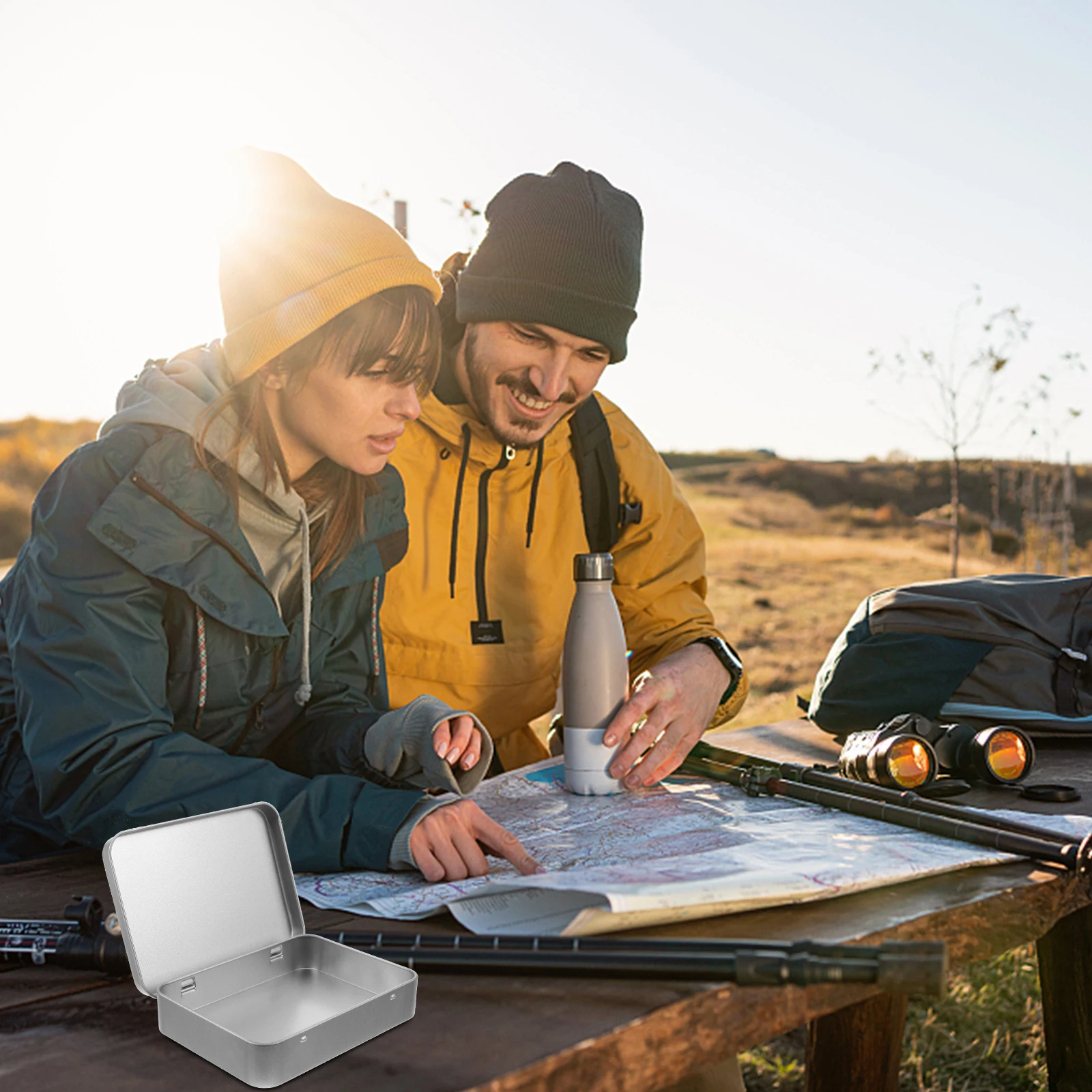 

Rectangular Box Lid Small Metal Storage Can Reusable Gift Tin Candy Match Rope Container Trinket Jewelry Tea Leaves Packaging