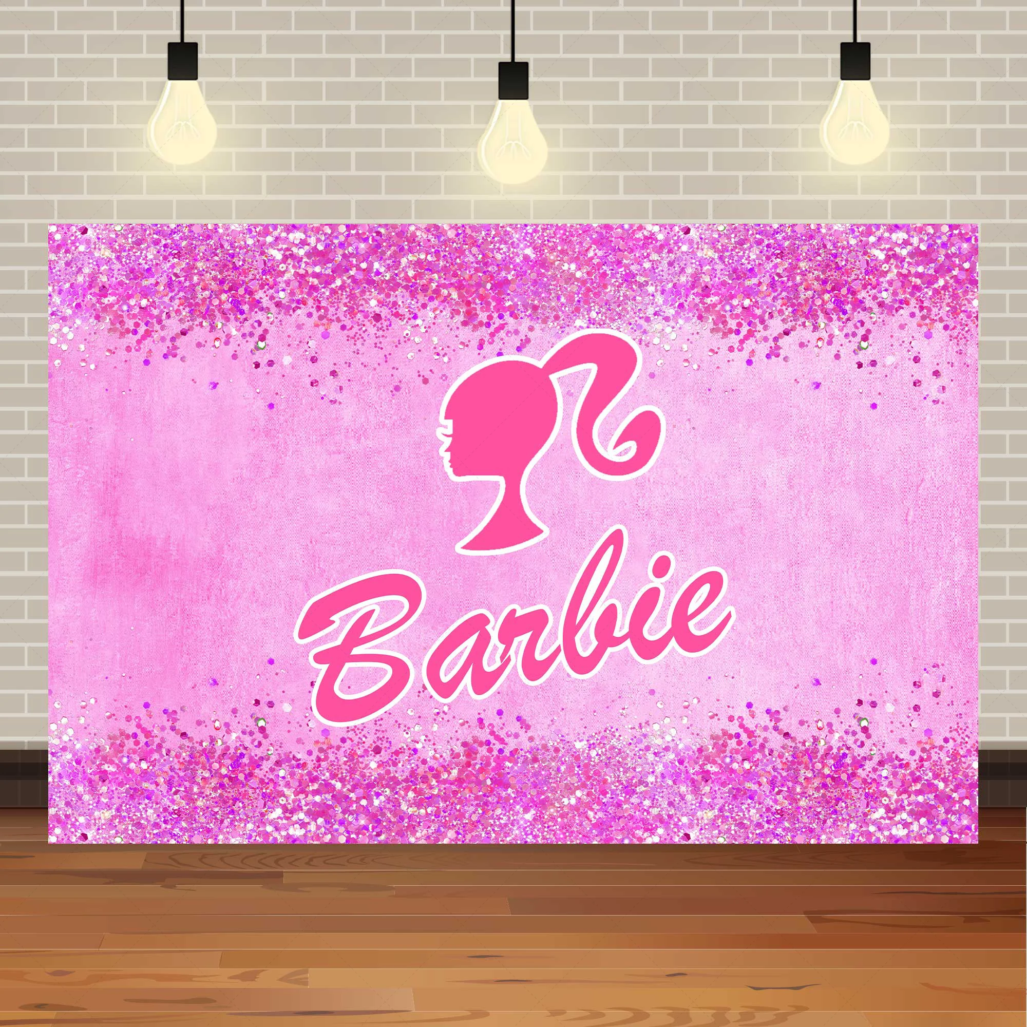 Barbie Theme Girl Princess Birthday Party Scene Pink Background Cloth Barbie Event Layout Decoration Princess Photo Poster