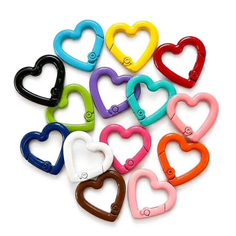 100~10 Pcs Heart-Shaped Spring Buckles, Openable Heart-Shaped Carabiner