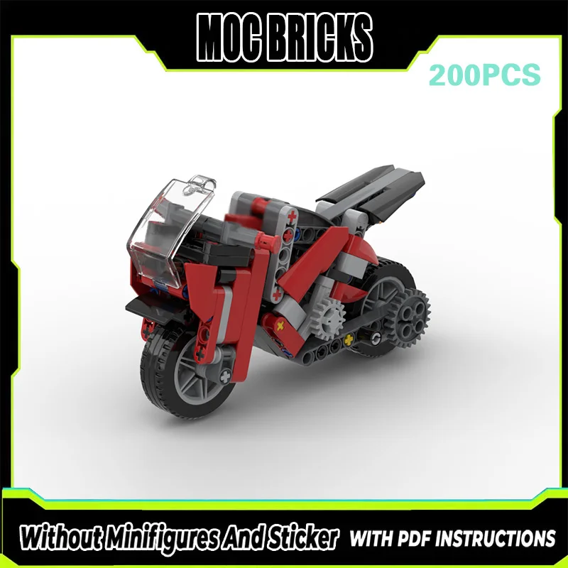 

Конструктор MOC: Модель городского автомобиля и красный тяжелый мотоцикл. Модульные технологичные блоки. Подарки к праздникам. Набор для сборки детских игрушек.