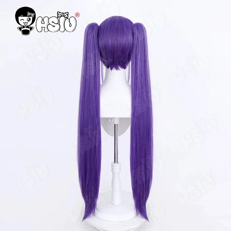 CySchubert Cosplay Wig Fiber synthetic wig Game Azur Lane Cosplay「HSIU 」Purple Mixed Violet Double Ponytail Long Wig+Wig cap