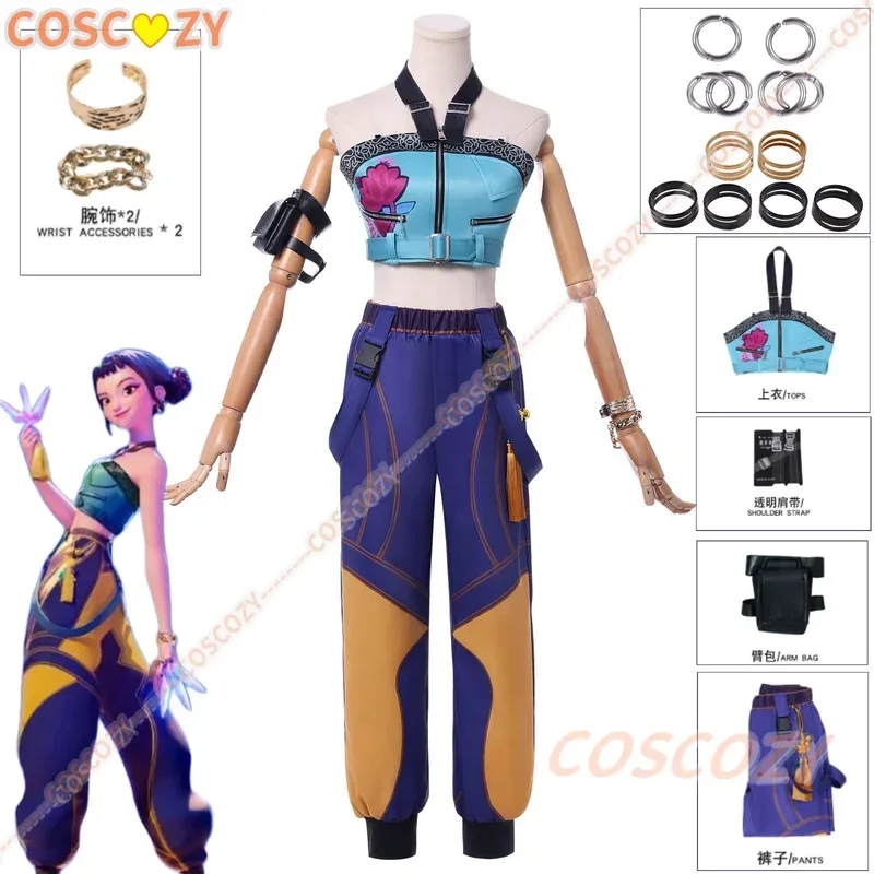 Película de Anime KPop Demon Hunters Zoey, disfraz de Cosplay, uniforme, anillos Huntrix, pendientes, Festival, fiesta de Halloween para mujeres y niñas